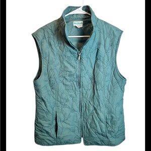 Plow & Hearth Women’s Green Floral Quilted Embroidered Floral Vest Size XL